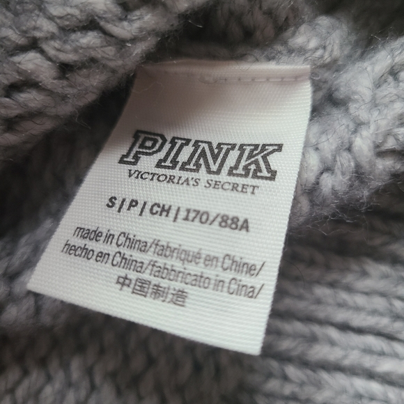 PINK Victoria's Secret Letterman Type Gray Sweater Size Small - Picture 6 of 7